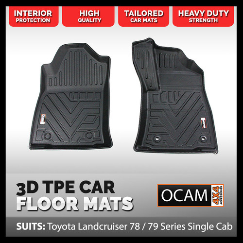 3D All Weather Floor Car Mats Liners For Toyota Landcruiser 70 78 79 Series SINGLE CAB, 2000-2016