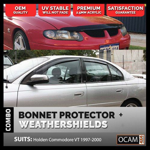 Bonnet Protector, Weathershields For Holden VT VU VX Commodore 1997-02 Tinted Guard