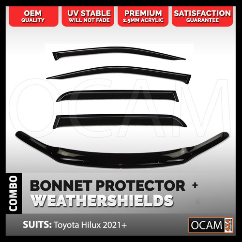 Bonnet Protector, Weathershields For Toyota Hilux 2021+ Visors