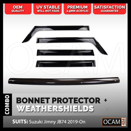 Premium Bonnet Protector, Weathershields For Suzuki Jimny 3 Doors 2019-On Window Visors