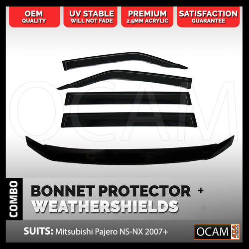 Bonnet Protector, Weathershields For Mitsubishi Pajero NS NT NW NX 2007-21 Visors