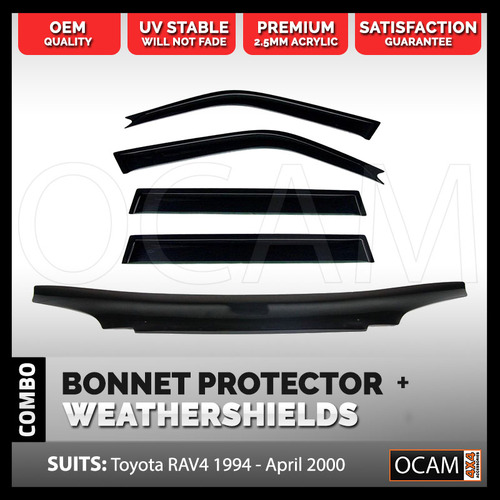 Bonnet Protector, Weathershields For Toyota RAV4 1994-2000 Tinted Visors