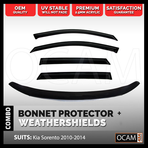 Bonnet Protector, Weathershields For Kia Sorento XM 2010-14 Tinted Visors