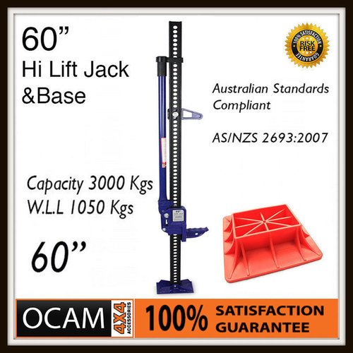 High Lift Jack Farm Heavy Duty Blue 60 inch & Base Plate 4x4 4WD