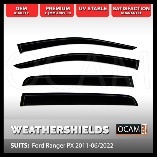 OCAM Weathershields for Ford Ranger PX PXMKII PXMKIII 2011-06/2022 Window Door Visors