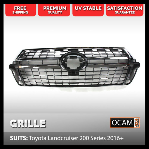 Front Mesh Grille for Toyota Landcruiser 200 Series 2015-21 Gun Metal Grey and Chrome