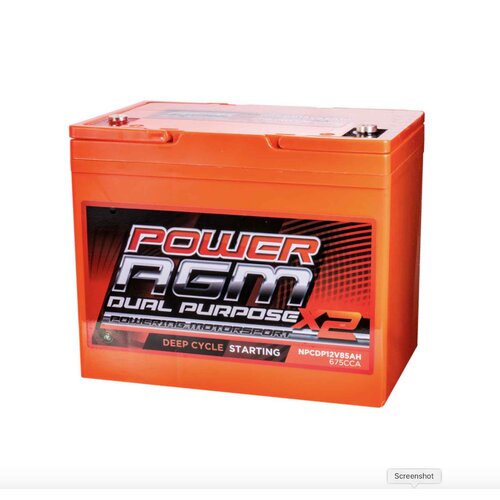 POWER AGM Dual Purpose Battery 85AH 12V, NPCDP12V85 - Under Bonnet