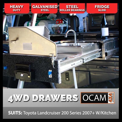 OCAM Rear Drawers For Toyota Landcruiser 200 Series 2007-Current, With Kitchen, Electric Induction Cooktop