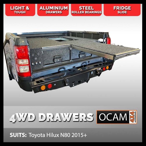 OCAM Aluminium Rear Drawers For Toyota Hilux N80 2015-Current, Dual Cab,