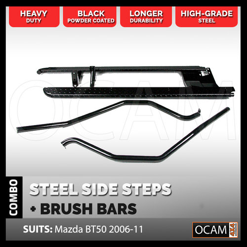 OCAM Steel Side Steps & Brush Bars for Mazda BT50 04/2006-10/2011 BT-50