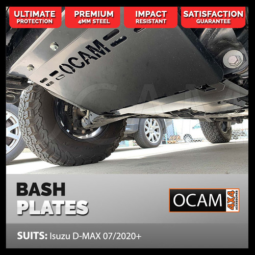 OCAM 2pce Steel Bash Plates For Isuzu D-MAX 07/2020+ 3.0L Diesel 4mm Black