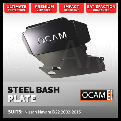 OCAM Steel Bash Plates For Nissan Navara D22 - 4mm Steel Black