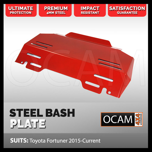 OCAM Steel Bash Plate For Toyota Fortuner 2015-Current 4mm - Steel Red 1 Piece