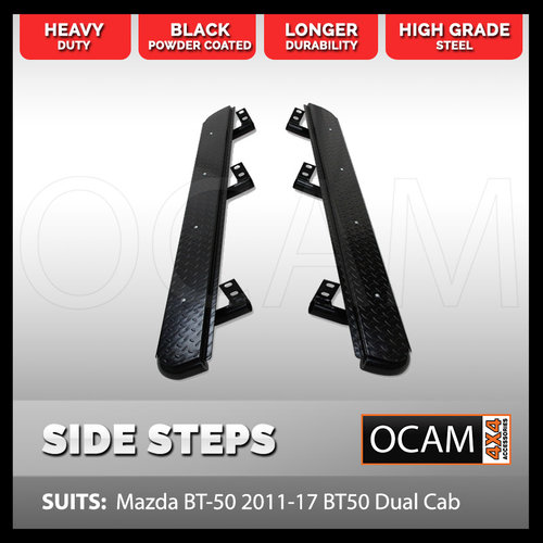 OCAM Steel Side Steps for Mazda BT-50 11/2011-08/2020, BT50 Dual Cab
