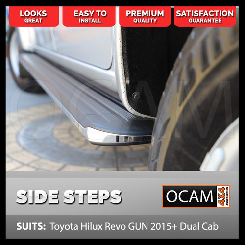 Aluminium Side Steps for Toyota Hilux N80 2015-23 Dual Cab Running Boards