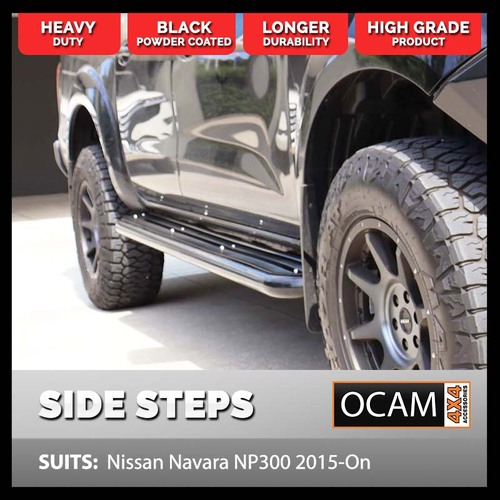 OCAM Heavy Duty Steel Side Steps for Nissan Navara NP300 07/2015-2023