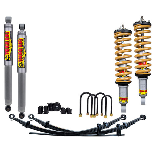 Tough Dog Lift Kit for Toyota Hilux N80 10/2015-Current, Front: Bullbar & Winch, Shocks: 41mm Foam Cell, Assembled, Rear: Medium 300Kgs+ Constant