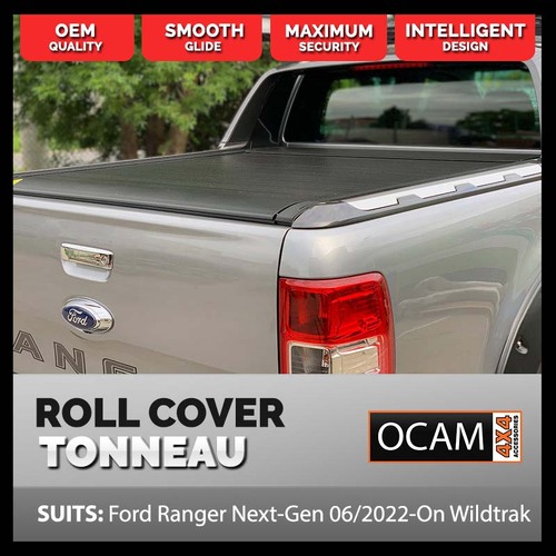 Retractable Tonneau Roll Cover For Ford Ranger Next-Gen Wildtrak, 07/2022+, Manual Roller