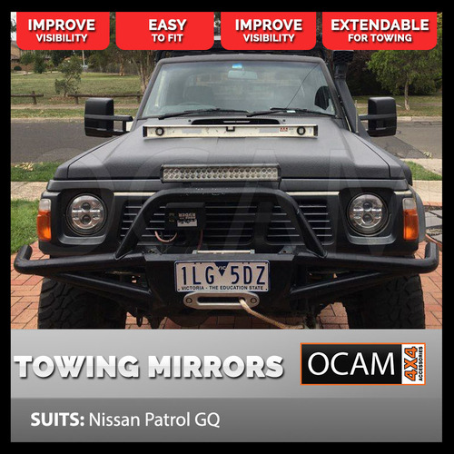 OCAM Extendable Towing Mirrors For Nissan PatrolGQ Y60, Ford Maverick, 1988-97, Manual