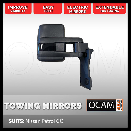 OCAM Short Extendable Towing Mirrors For Nissan PatrolGQ Y60, Ford Maverick, 1988-97, Electric