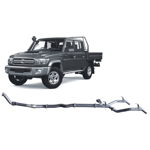 Redback Extreme Duty 3" Twin Exhaust for Toyota Landcrusier 79 Series, Dual Cab, 2012-16, Turbo Back, Non-DPF Models, No Cat With Delete Pipe