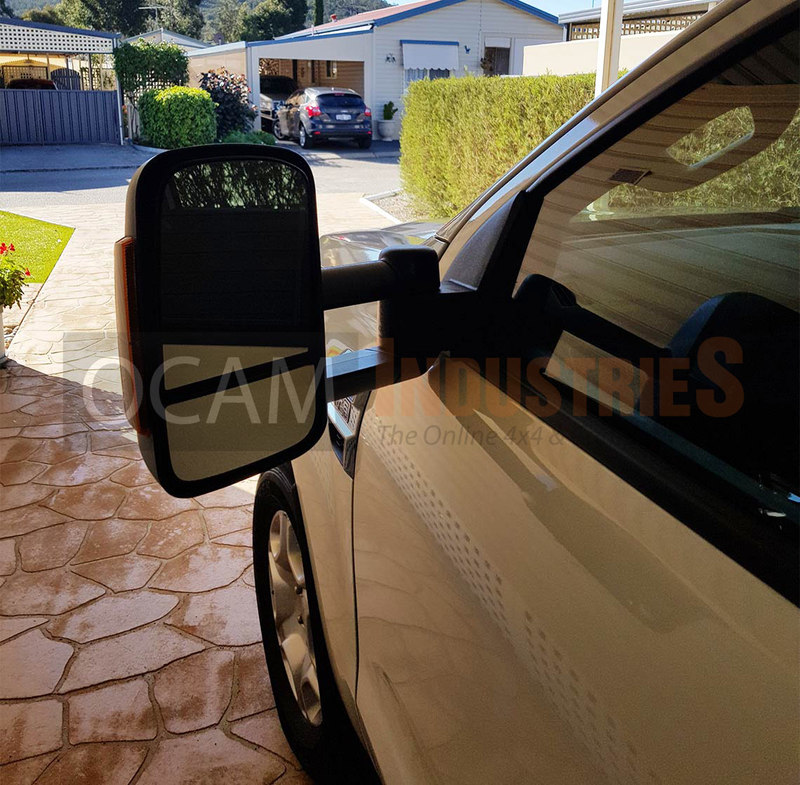 OCAM Extendable Towing Mirrors For Ford Ranger PX 1&2 Black /Orange