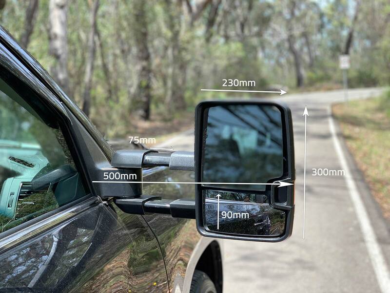 OCAM Extendable Towing Mirrors For Toyota Prado 150 Series Black