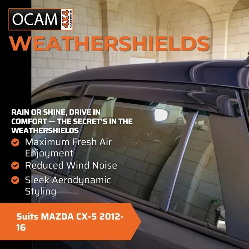 Sun Thickened Side Window Visors For Mazda CX-5 2017-2023 – Rain Deflector Guards, Black Acrylic