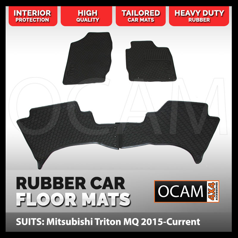 TAILORED MADE RUBBER FLOOR MAT FRONT+REAR FIT MITSUBISHI TRITON MQ 5/2015 ONWARD
