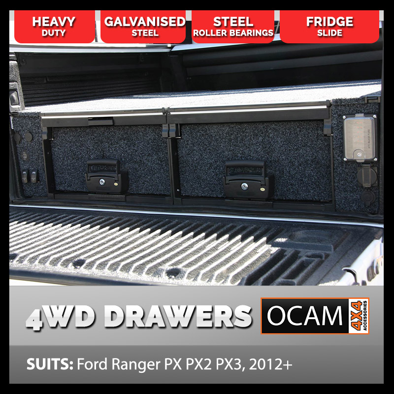 OCAM Rear Drawers For Ford Ranger Wildtrak PX PXII PXIII, 2011-Current ...