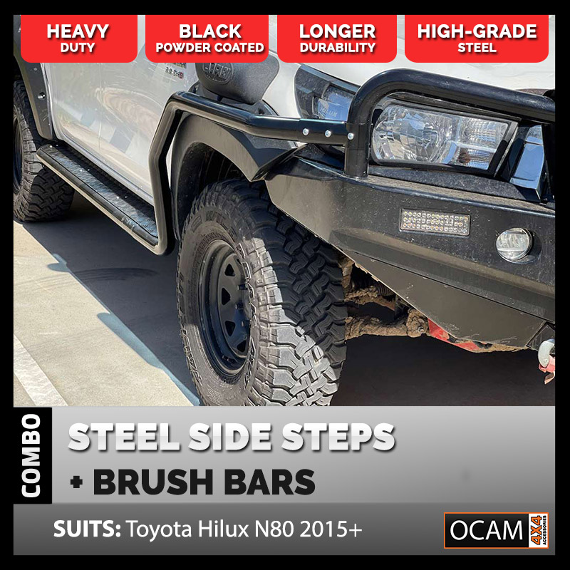 Hilux side steps clearance and brush bars