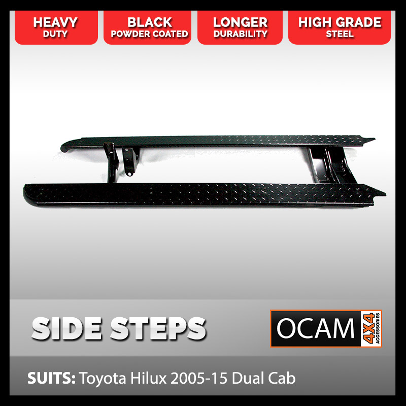 Suits Toyota Hilux Side Steps Heavy Duty Steel For 2005-2013
