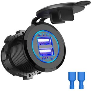 Dual 2.1A (4.2A) 12V/24V DC USB Car Quick Charger Power Socket Outlet