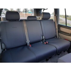 2nd Row Wetseat Tailored Neoprene Seat Covers for Toyota Landcruiser 100 & 105 Series, Sahara/Kakadu, 03/1998-04/2005, Black With White Stitching