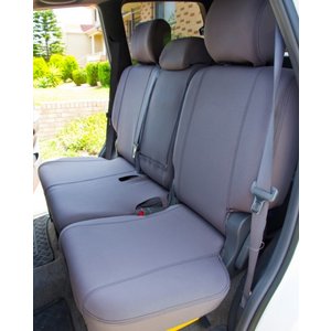 2nd Row Wetseat Tailored Neoprene Seat Covers for Toyota Prado 120 Series 03/2003-10/2009, Mid Grey With Blue Stitching, Grande & VX-Electric Seats