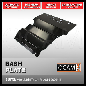 OCAM Aluminium Bash Plates For Mitsubishi Triton ML MN 2006-15, 6mm Black