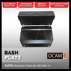 OCAM Aluminium Bash Plates For Mitsubishi Triton ML MN 2006-15, 6mm - Black, #2