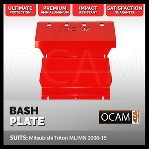 OCAM Steel Bash Plates For Mitsubishi Triton ML MN 2006-15, Steel 4mm Red