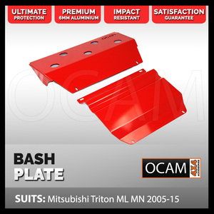 OCAM Aluminium Bash Plates For Mitsubishi Triton ML MN 2006-15, 6mm - RED #2