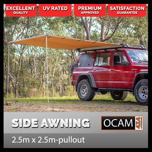 OCAM Awning 2.5M x 2.5M Side Pullout Tent Camper Trailer 4X4 4WD 250cm x 250cm