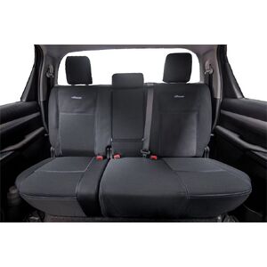 First & Second Row Wetseat Neoprene Seat, Headrest & Console Covers for Toyota Hilux SR/SR5 N80 Dual Cab 09/2015-Current, Black With Blue Stitching