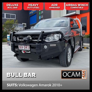 OCAM Deluxe Bull Bar For Volkswagen Amarok, 14.5k Synthetic Rope Winch