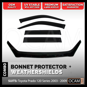 Bonnet Protector, Weathershields For Toyota Prado 120 Series 2003-09 Visors