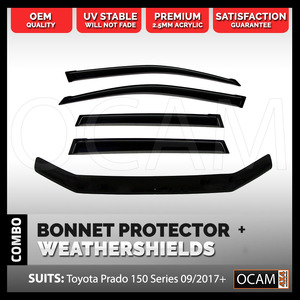 Bonnet Protector, Weathershields For Toyota Prado 150 Series 09/2017-Current