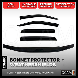 Bonnet Protector, Weathershields For Nissan Navara D40 06/2010-Onwards