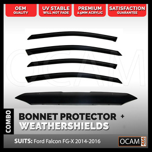 Bonnet Protector Weathershields For Ford Falcon FG-X Sedan 2014+ FGX Visors