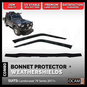 Bonnet Protector Weathershields 2pc For Toyota Landcruiser 79 Series 2017+