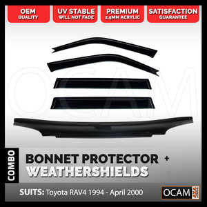 Bonnet Protector, Weathershields For Toyota RAV4 1994-2000 Tinted Visors
