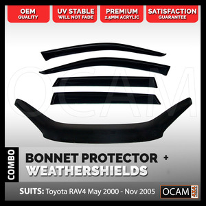 Bonnet Protector, Weathershields For Toyota RAV4 05/2000-11/2005 Visors