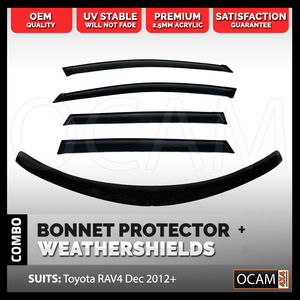 Bonnet Protector, Weathershields For Toyota RAV4 Dec 2012-18 Tinted Visors
